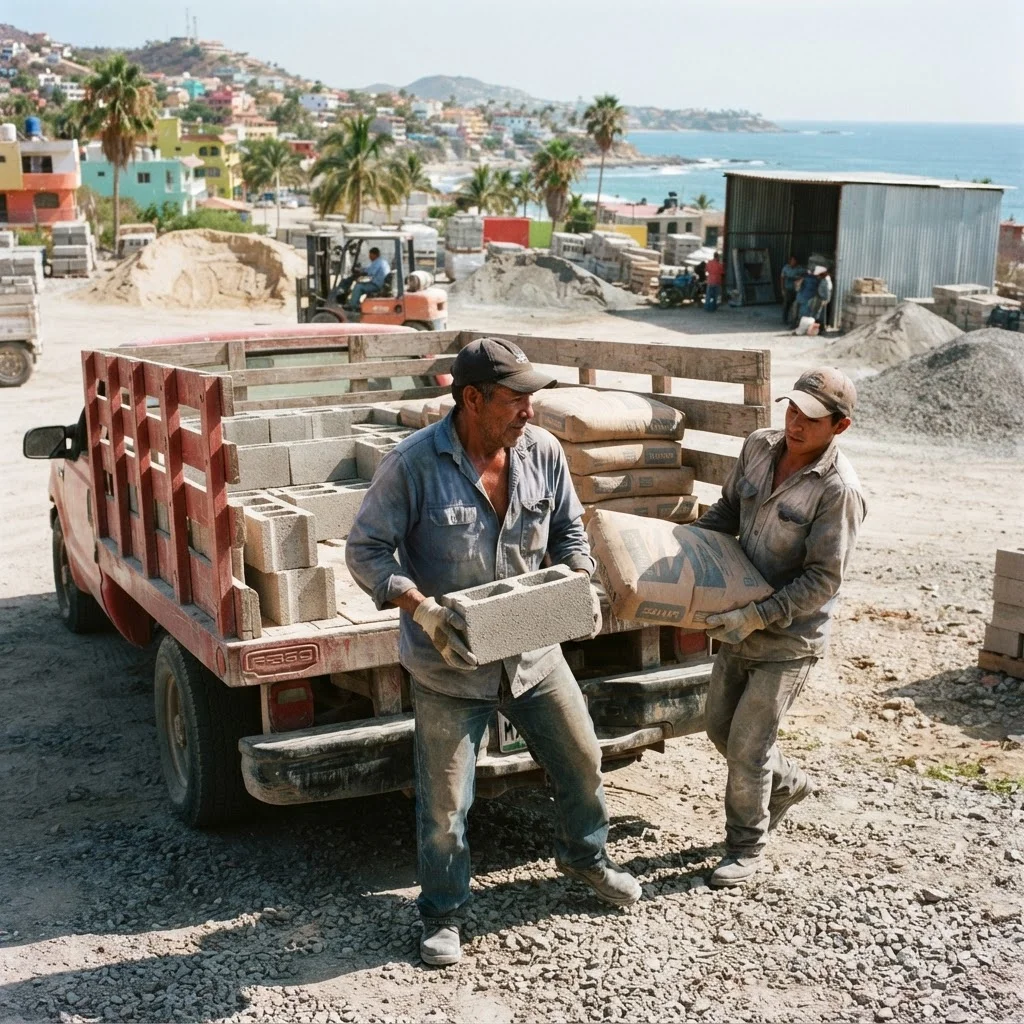 Equipo Vibromex cargando materiales para entrega en obra en Acapulco
