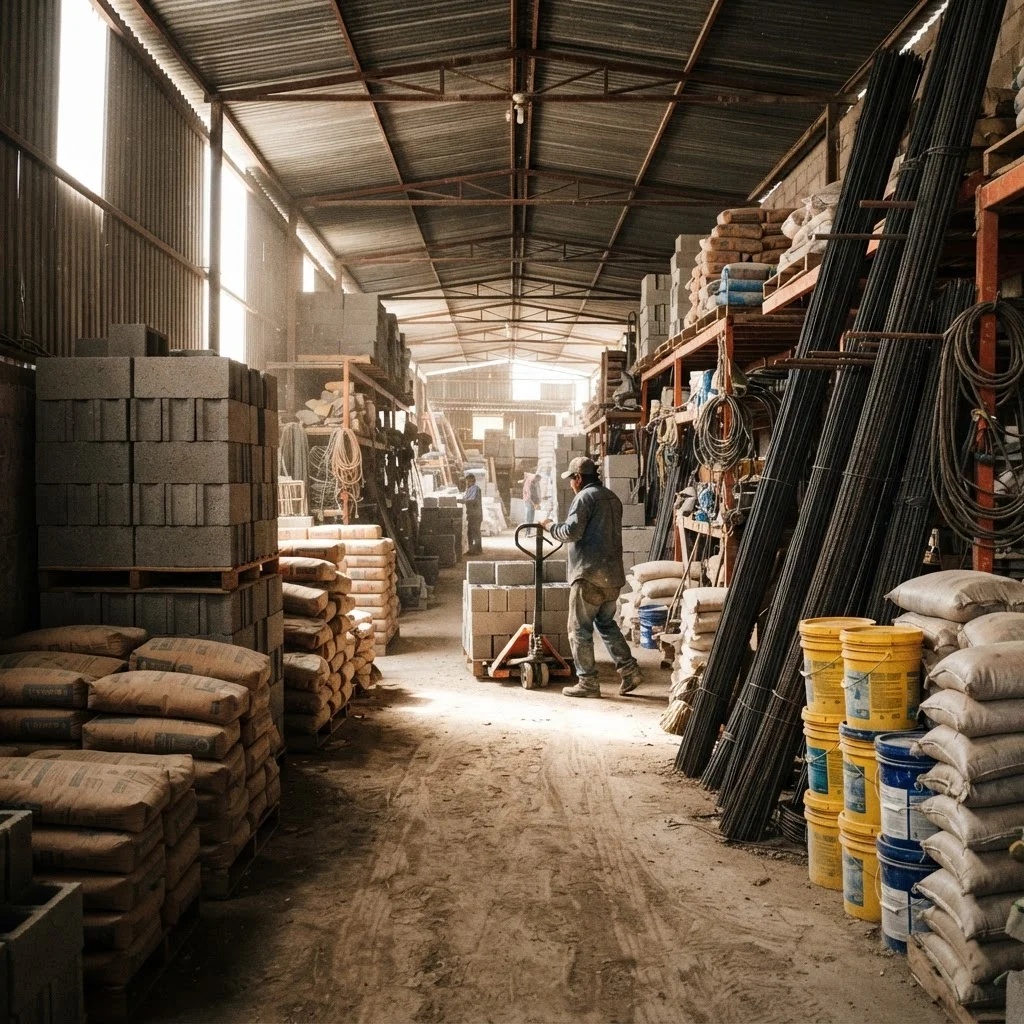 Inventario de materiales para construcción en bodega Vibromex